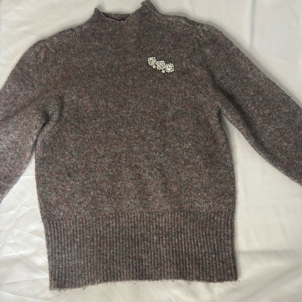 Marled Gray Cowl Neck Sweater